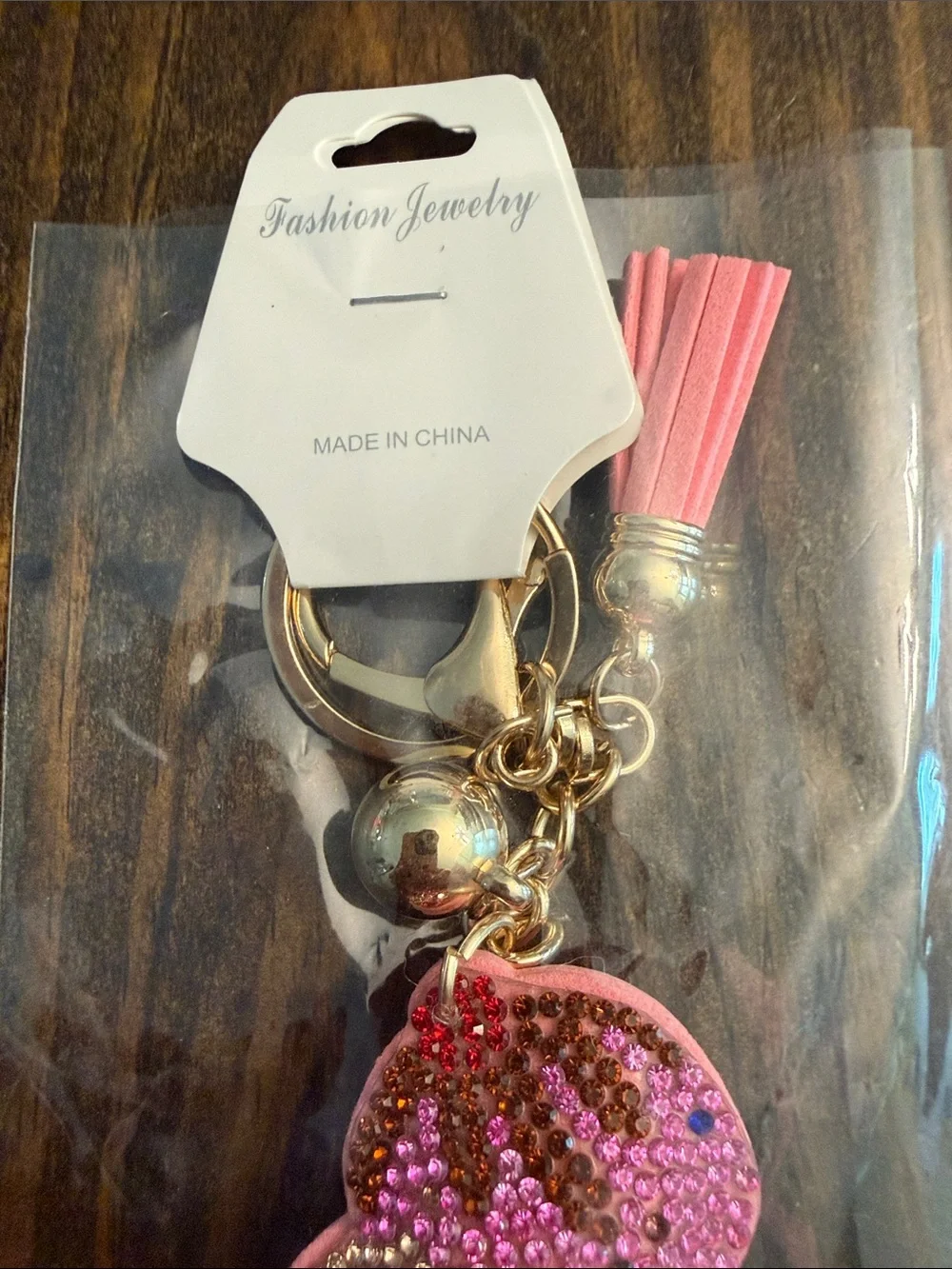 Fashion Jewelry Adorable Pink Multicolor Rhinestone Ice Cream Keychain Charm